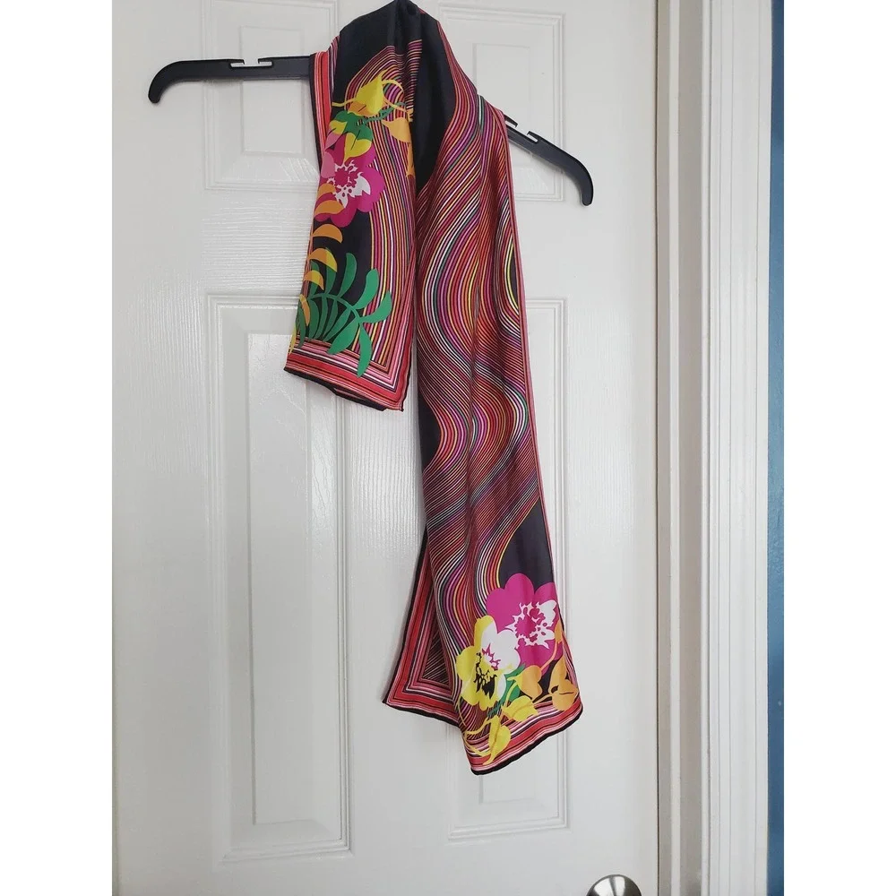 Scarf Multicolor Floral Psychedelic Stripe Retro‎ Lightweight OS